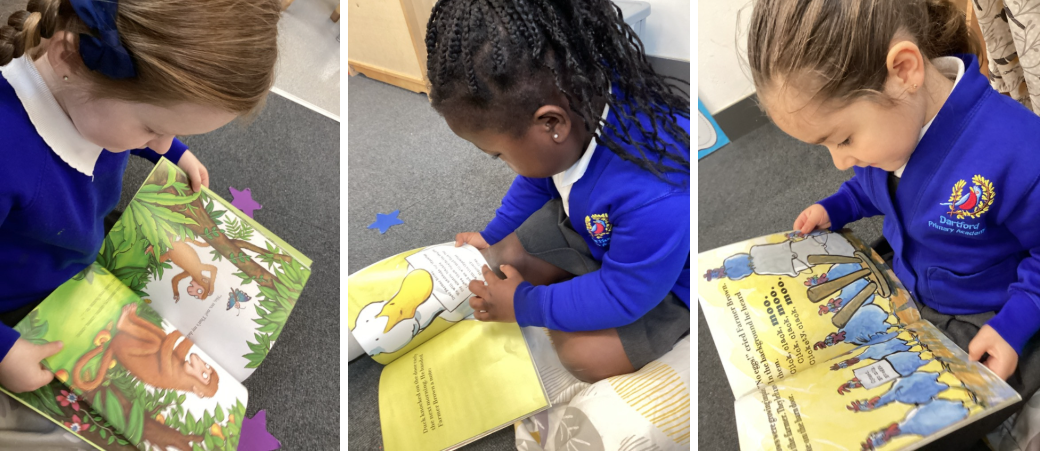 Students reading a book in an activity