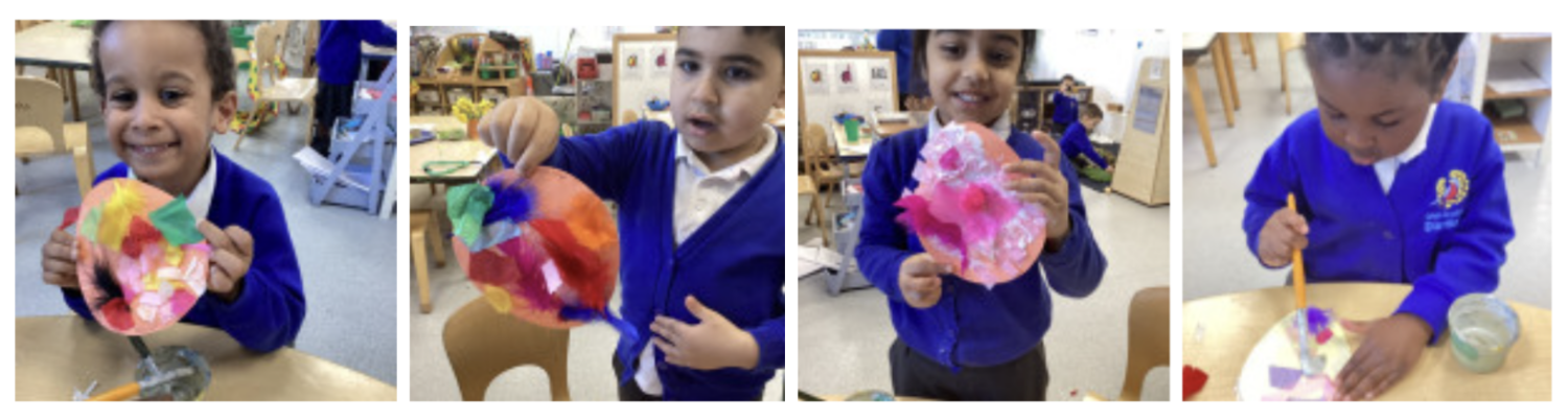 Students showing off their work
