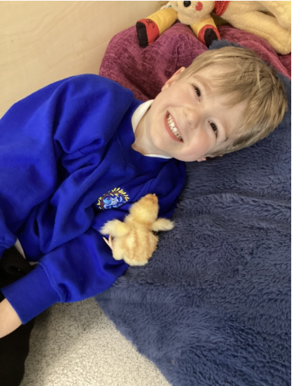 Student with a chick