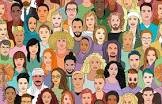 This image is an illustration showing a diverse crowd of people, depicted in a cartoon or simplified art style. Many different facial features, hair colors, and skin tones are represented.