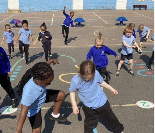 Children partaking in PE