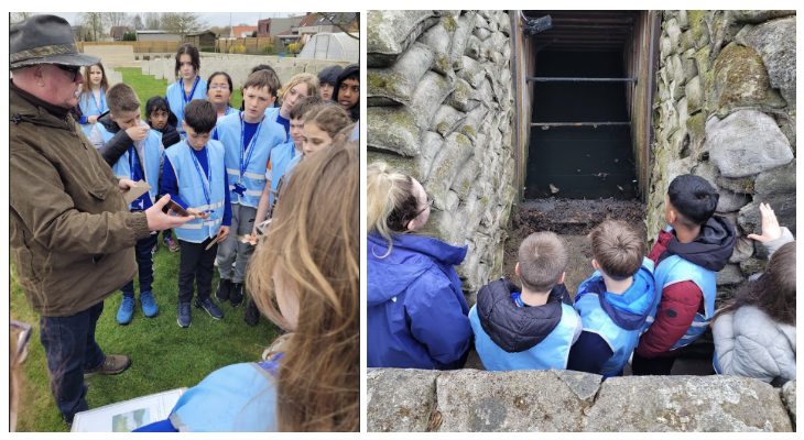 Students listening to a tour guide