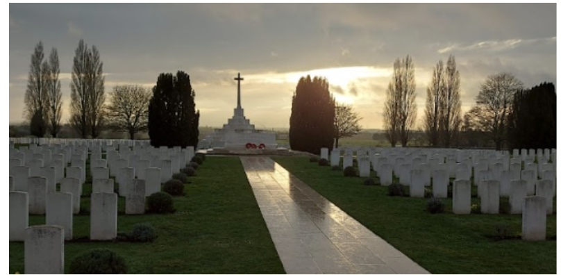 Sunset over a memorial site