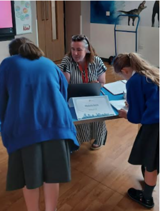Students talking to careers professionals